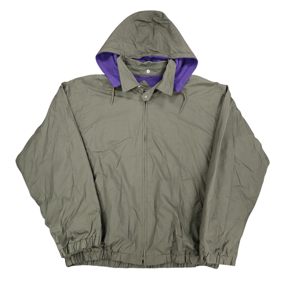 Boulevard by BLOCK Hooded Jacket Mens XL Vintage 90s Olive Green Cotton NWT